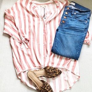 NWT | stripe hi-low blouse